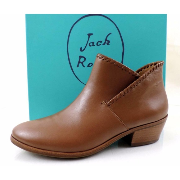 Jack Rogers Sadie Low Heel Ankle Boot Booties Leather Oak Size 7.5 - Picture 3 of 10